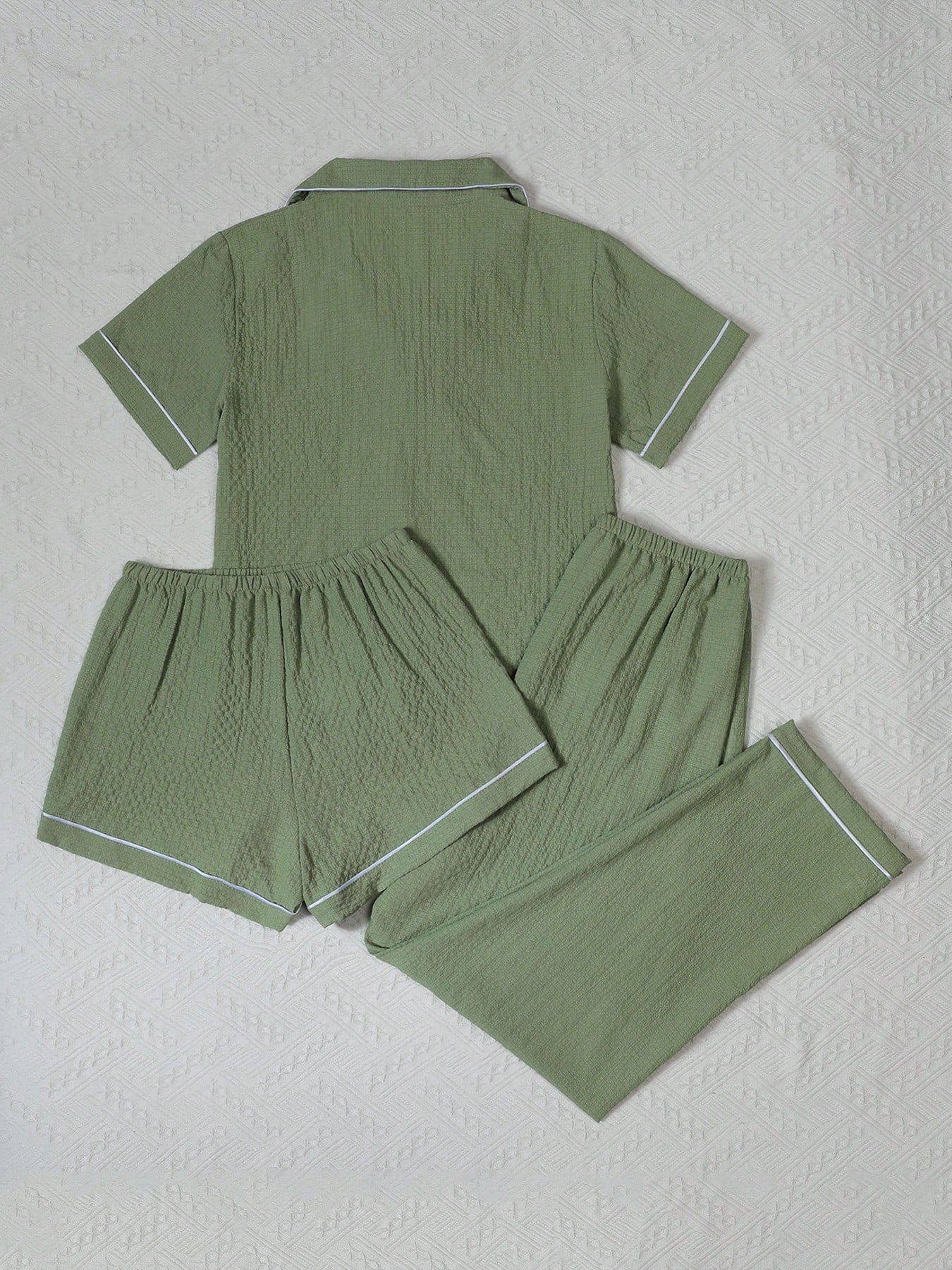 Sage Green Solid 3-Piece Women’s Pajama Set