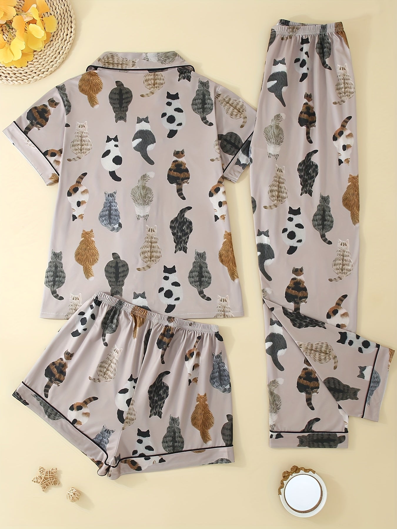 Whisker Bliss 3-Piece Pajama Set