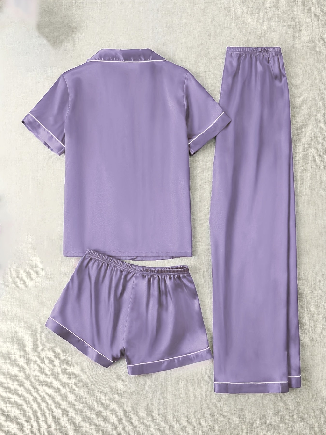 Lavender Luxe 3-Piece Satin Pajama Set