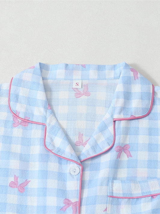 Blue Bow Bliss 3-Piece Pajama Set