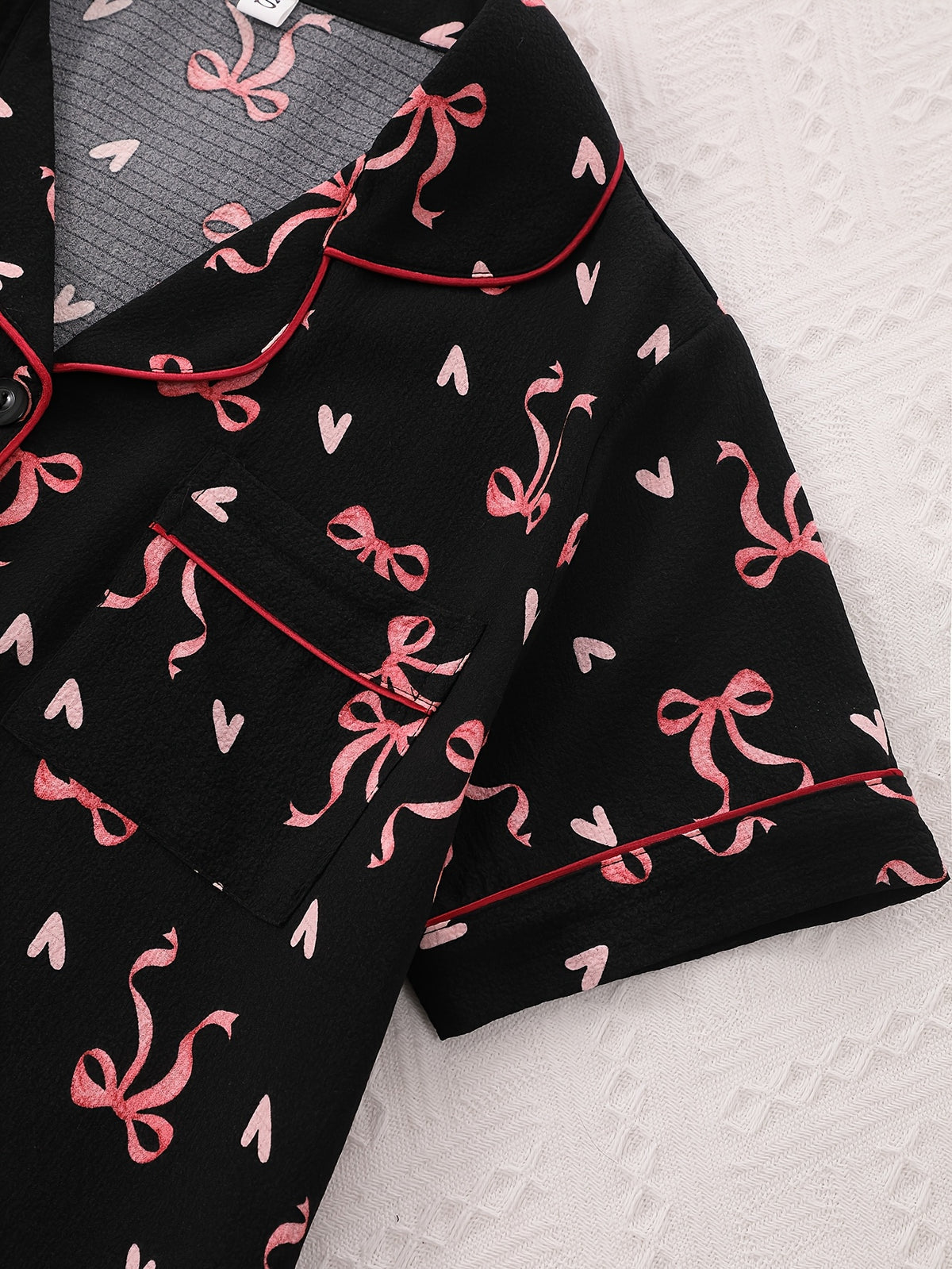 Midnight Bow & Heart Print 3-Piece Women’s Pajama Set