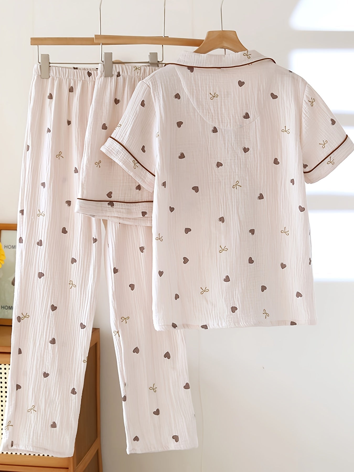 Mocha Hearts 3-Piece Pajama Set