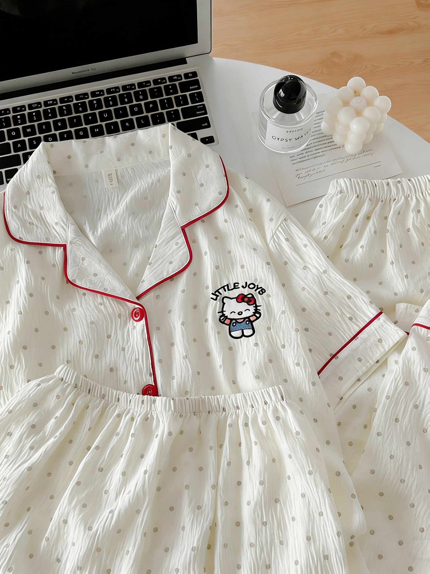 Ivory Dot 3-Piece Pajama Set