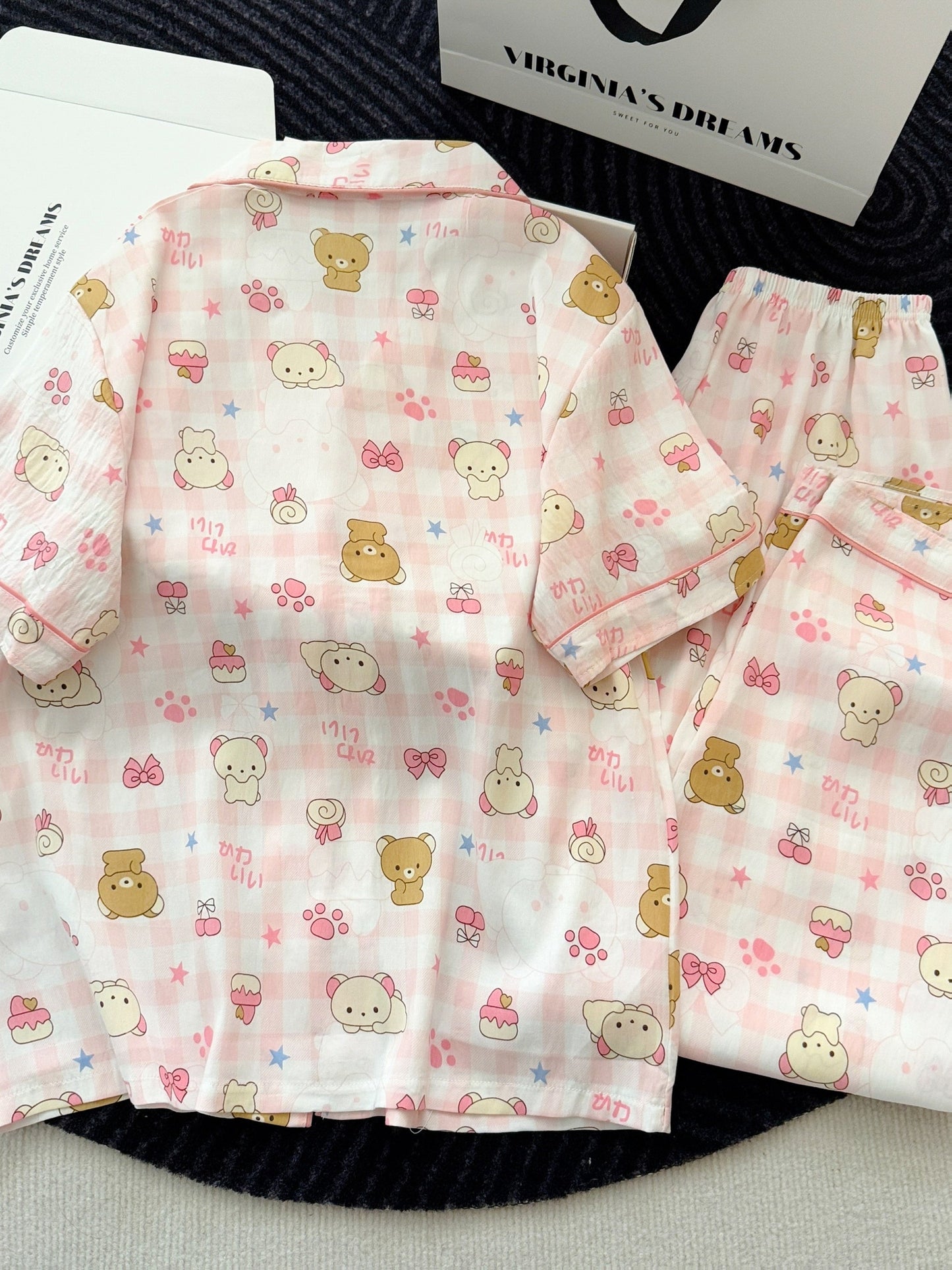 Pink Teddy Dream 3-Piece Pajama Set – Shirt, Shorts & Pants