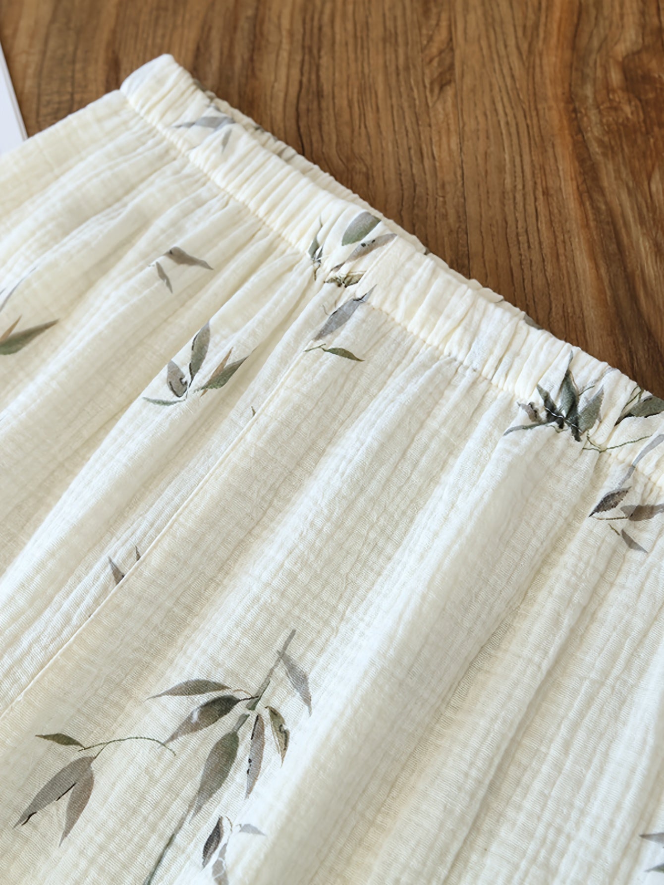 Olive Leaf Serenity 3-Piece Pajama Set – Shirt, Shorts & Pants