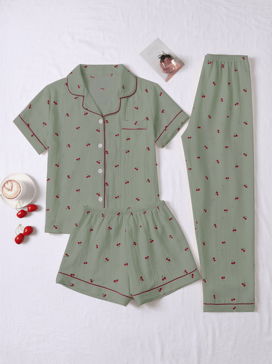 Cherry Blossom 3-Piece Women’s Lounge & Sleepwear Set