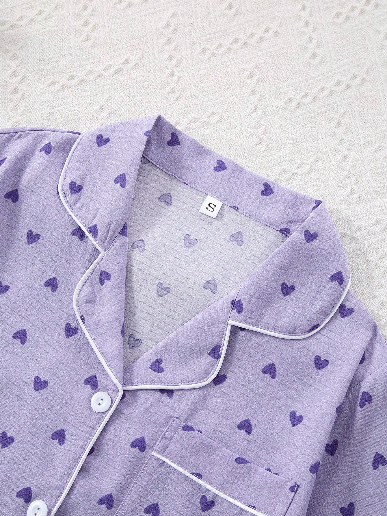 Lavender Heart Print 3-Piece Nightwear Set