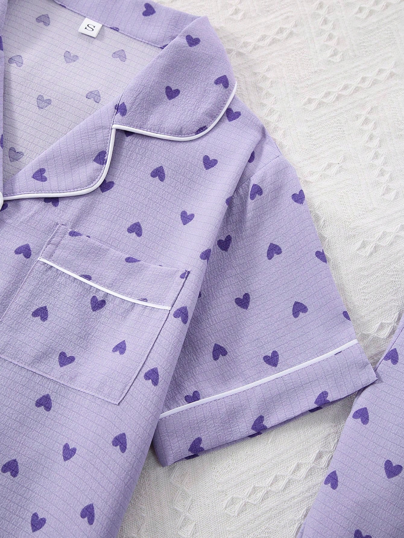 Lavender Heart Print 3-Piece Nightwear Set