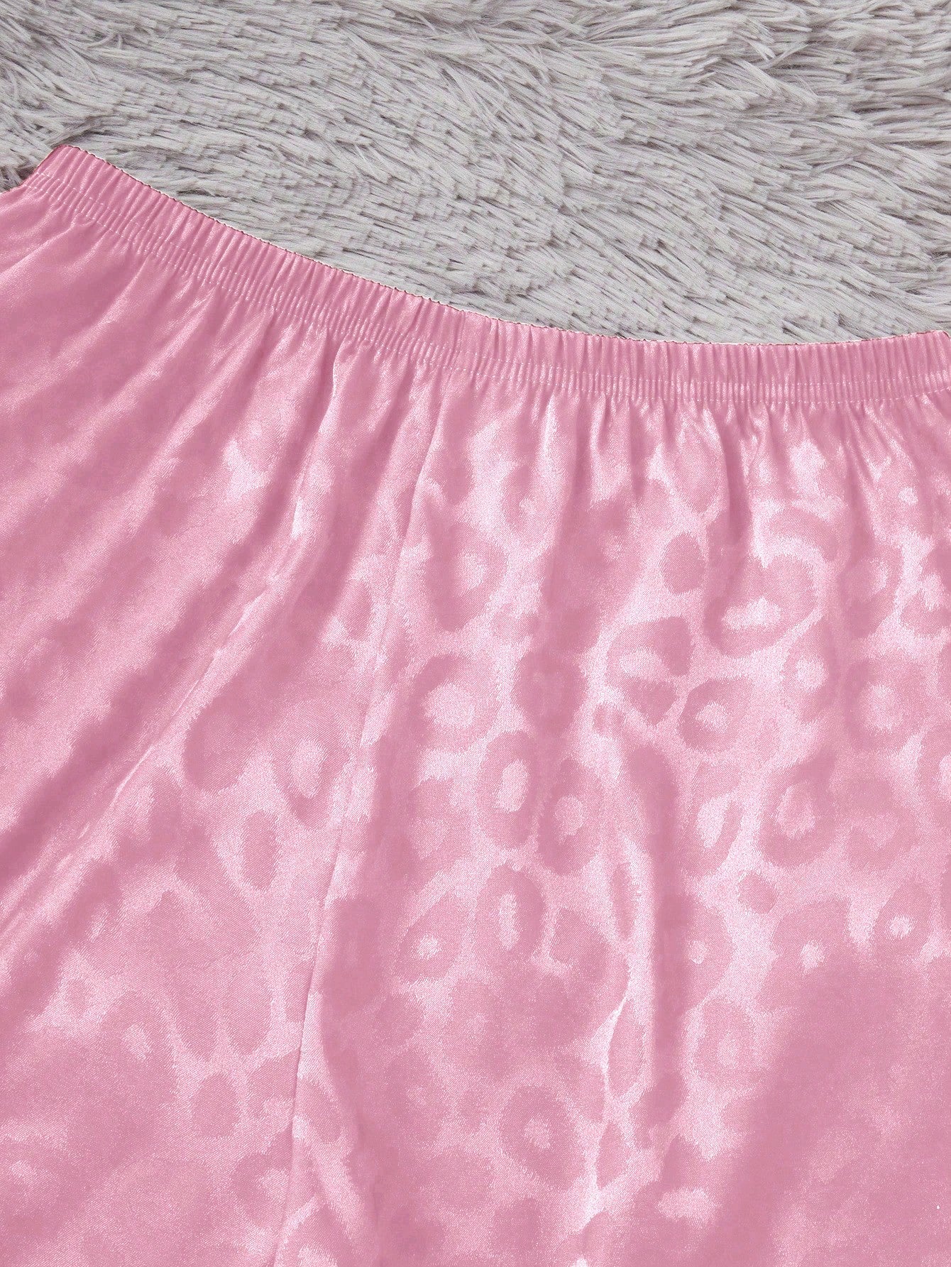 Blush Pink Satin Leopard Print 3-Piece Nightwear Set