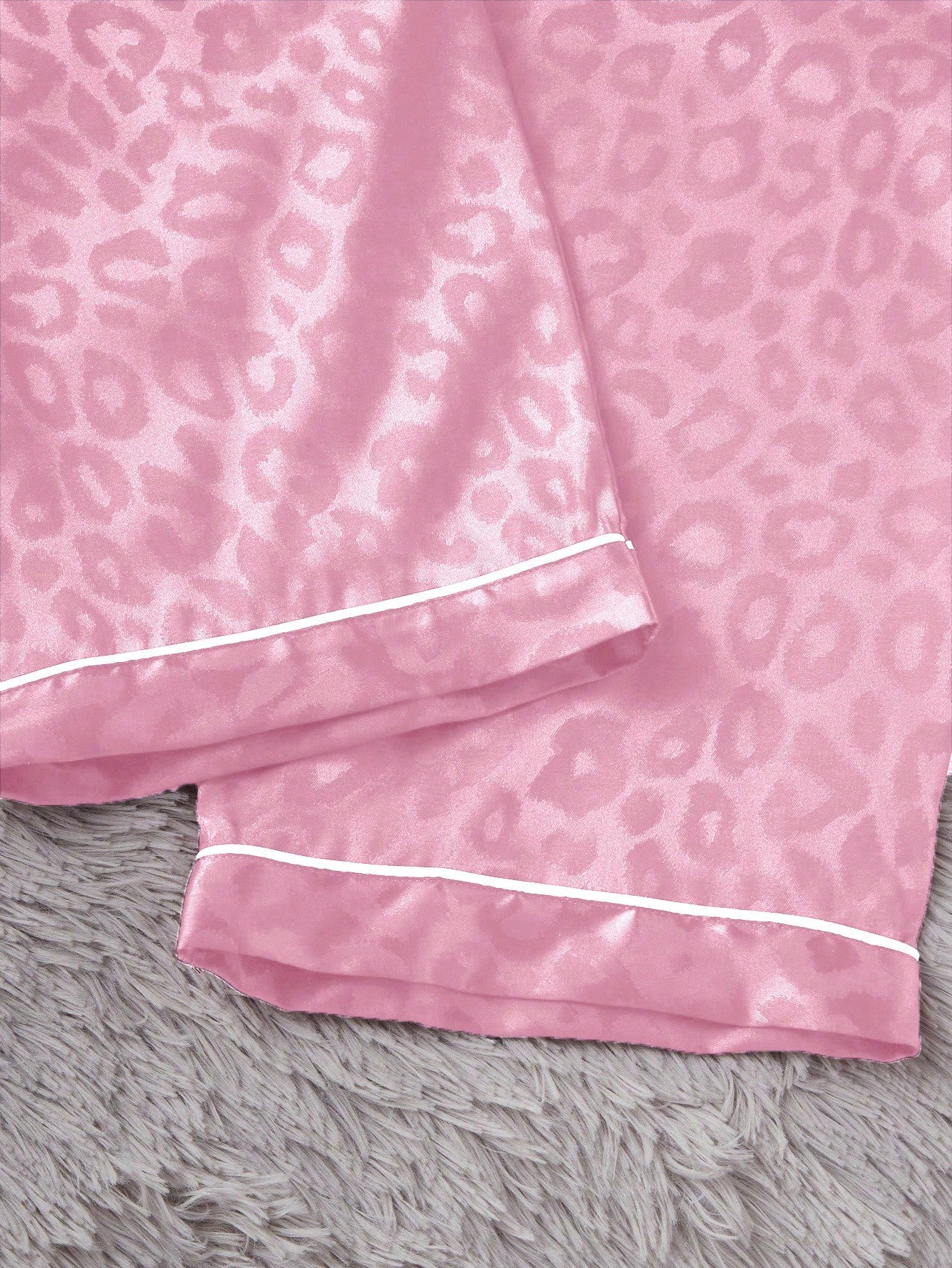 Blush Pink Satin Leopard Print 3-Piece Nightwear Set