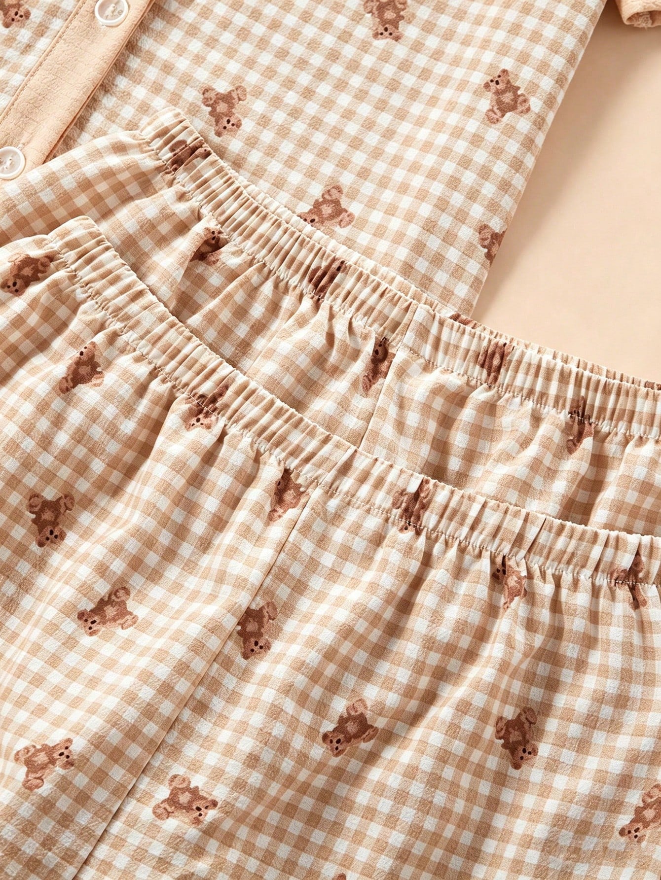 Teddy Bear Checkered 3-Piece Nightwear Set