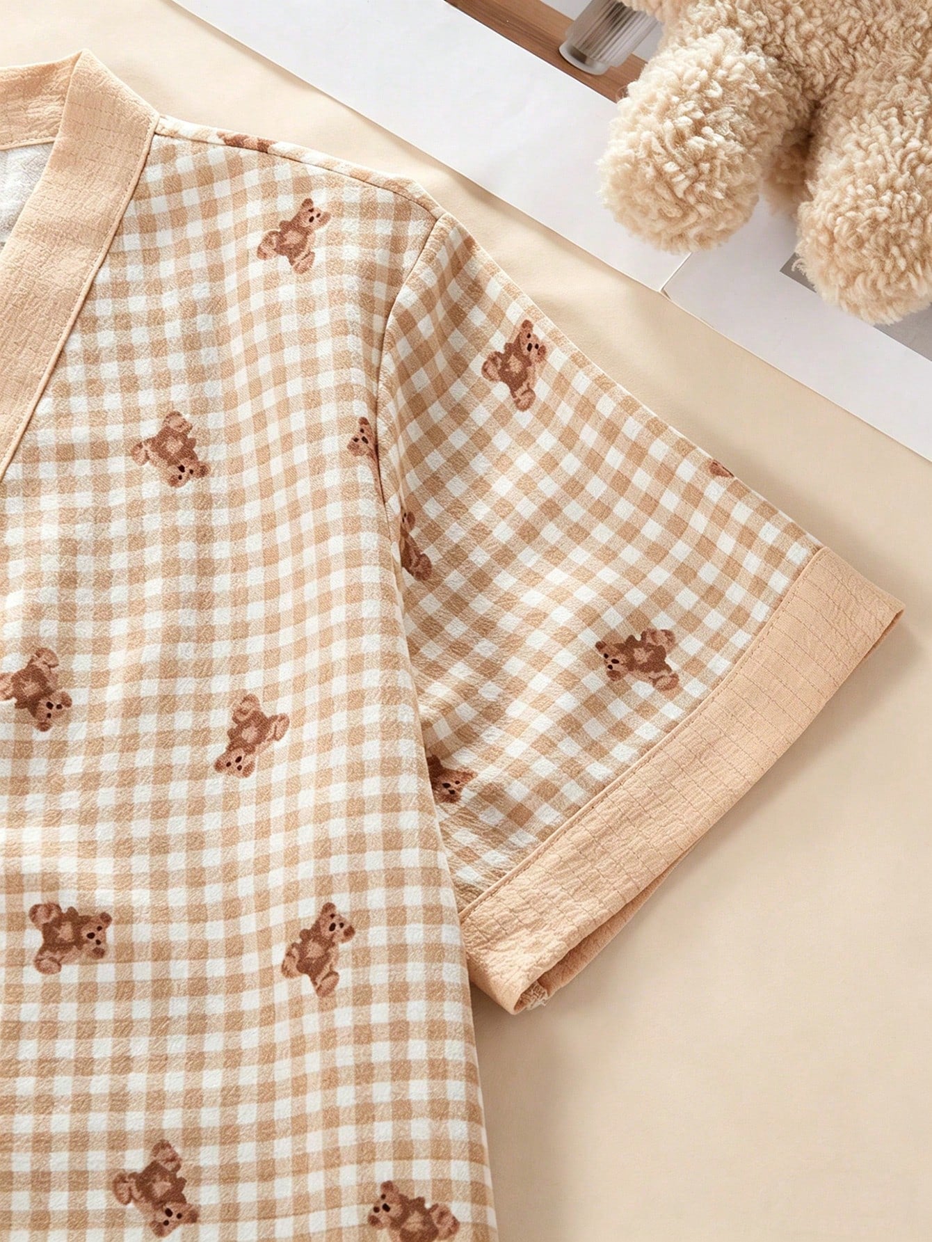 Teddy Bear Checkered 3-Piece Nightwear Set