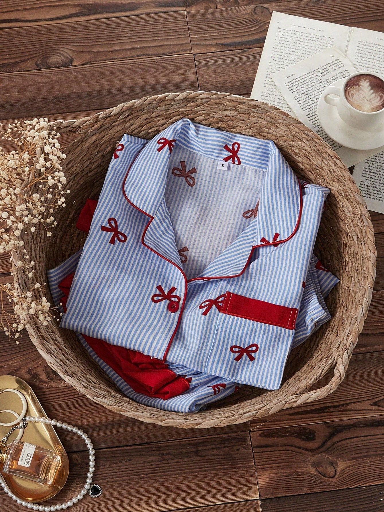 Bow Print 3-Piece Lounge & Sleepwear Set
