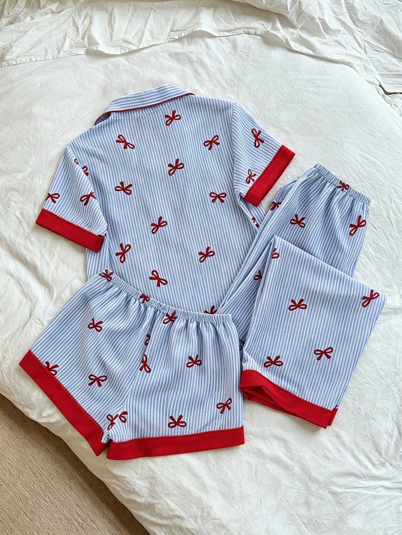 Bow Print 3-Piece Lounge & Sleepwear Set