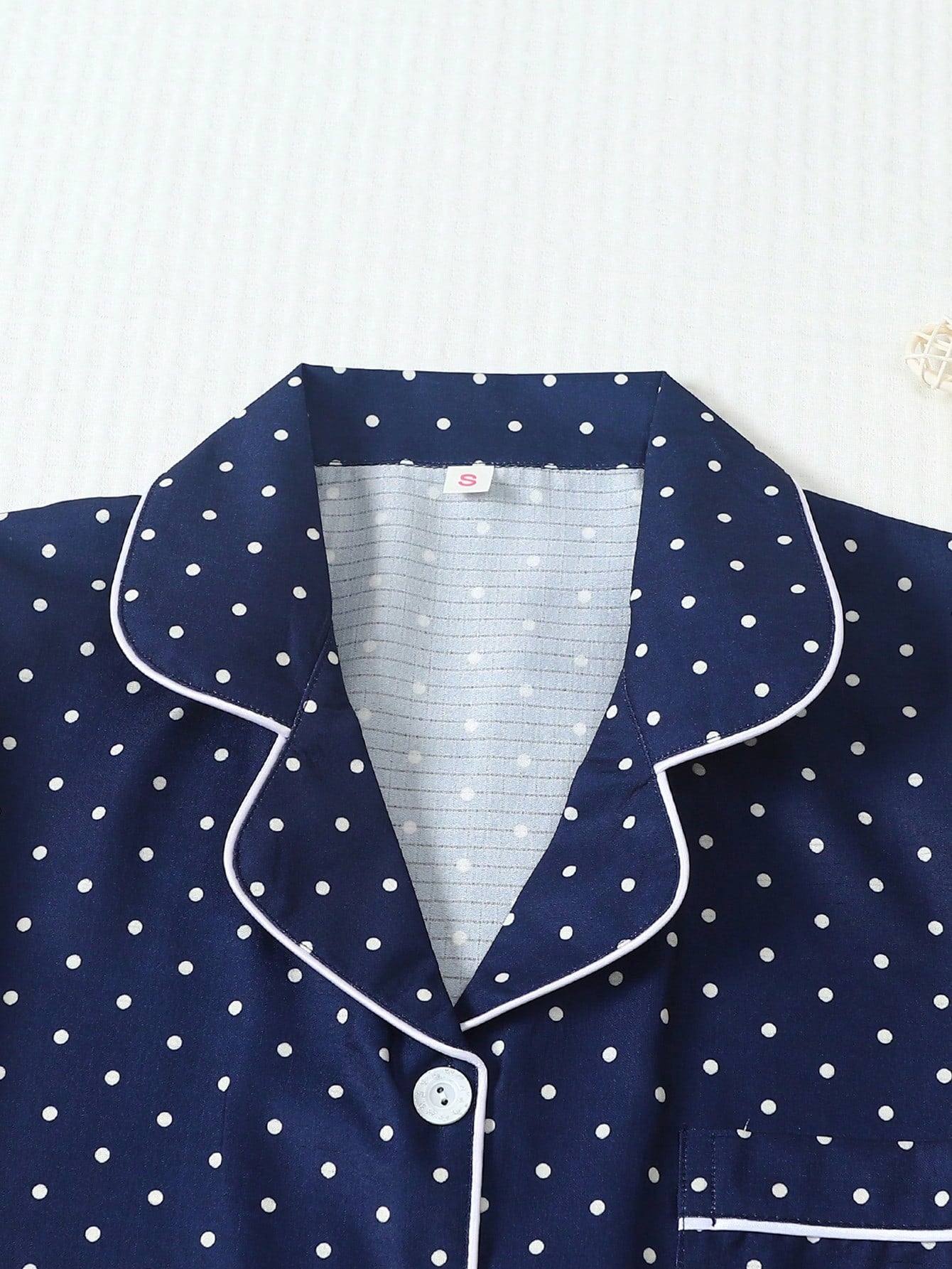 Navy Blue Polka Dot 3-Piece Women’s Pajama Set