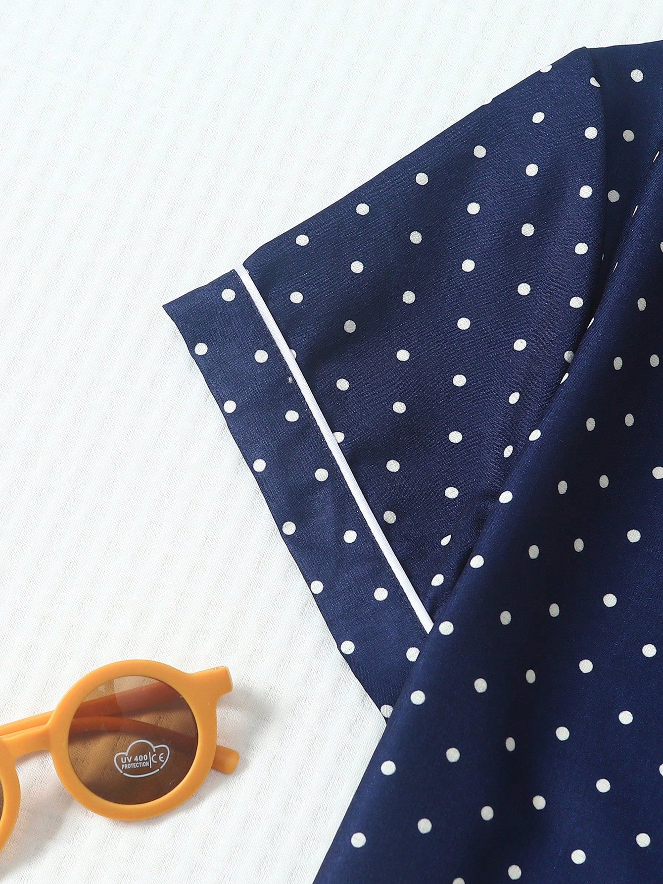 Navy Blue Polka Dot 3-Piece Women’s Pajama Set