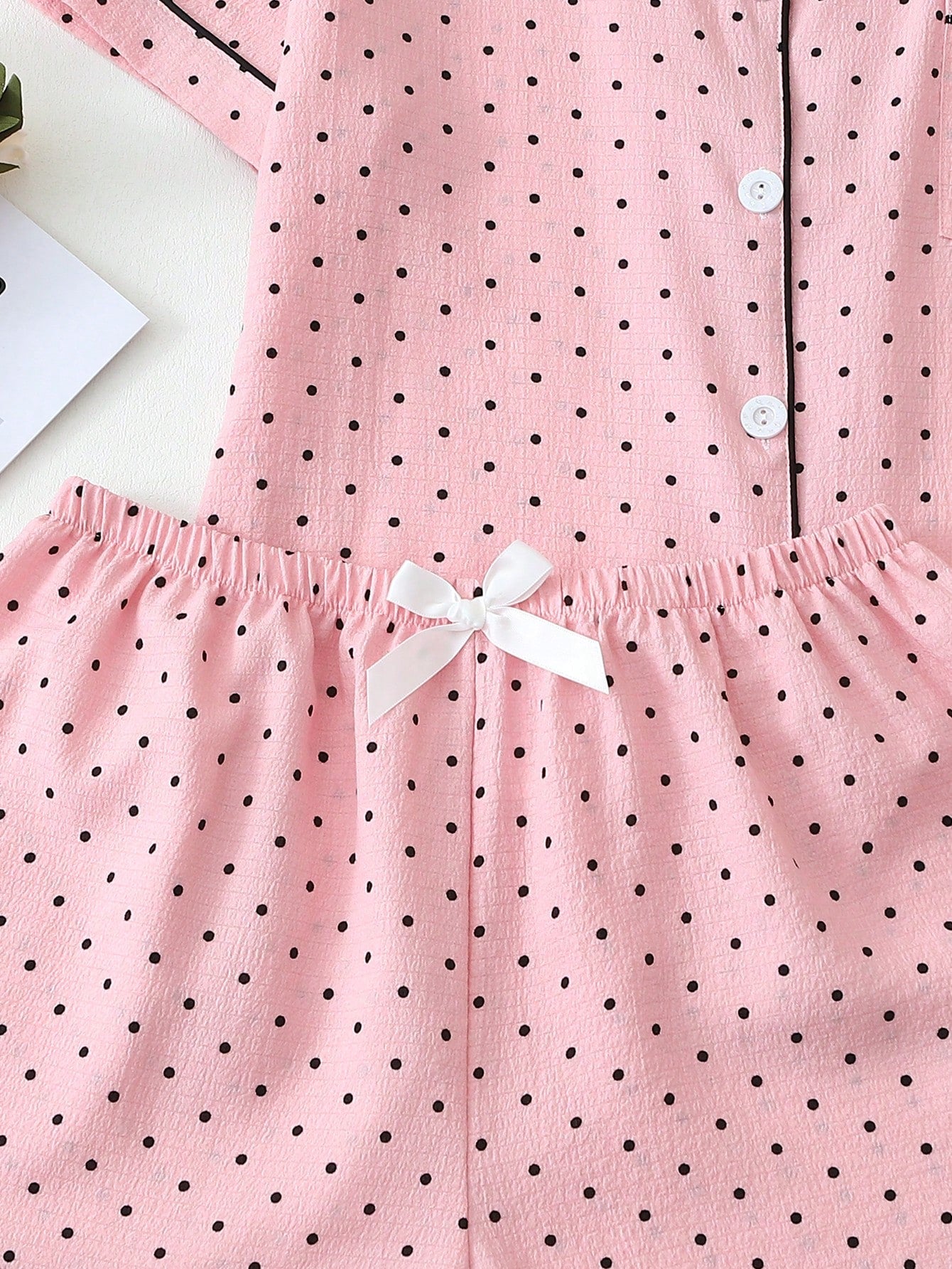 Blush Pink Polka Dot 3-Piece Women’s Pajama Set