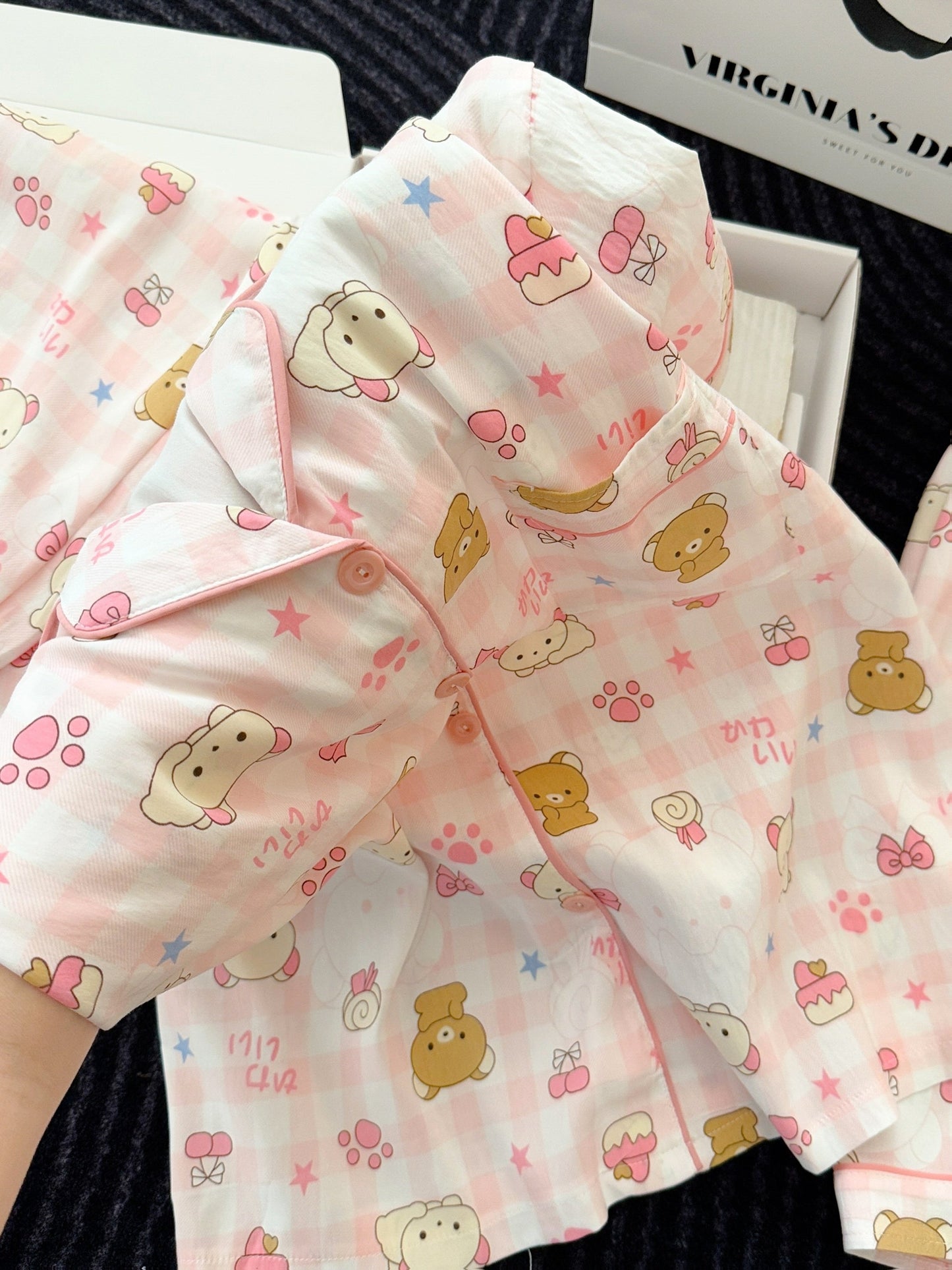 Pink Teddy Dream 3-Piece Pajama Set – Shirt, Shorts & Pants