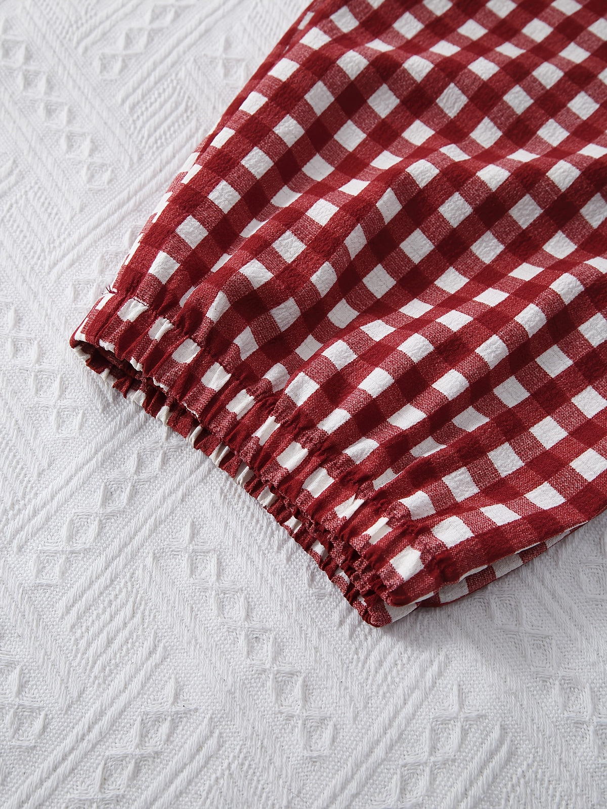 Cherry Gingham 3-Piece Women’s Pajama Set – Burgundy