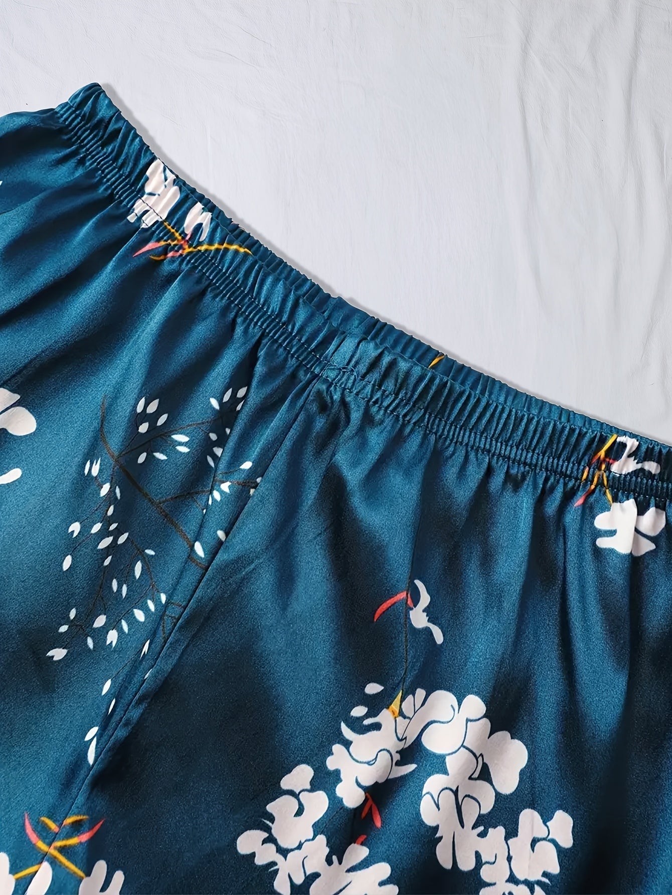Midnight Bloom Satin 3-Piece Pajama Set