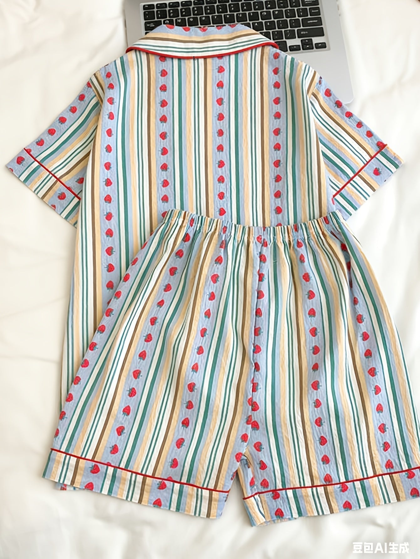 Strawberry Stripe Dream 3-Piece Pajama Set – Shirt, Shorts & Pants