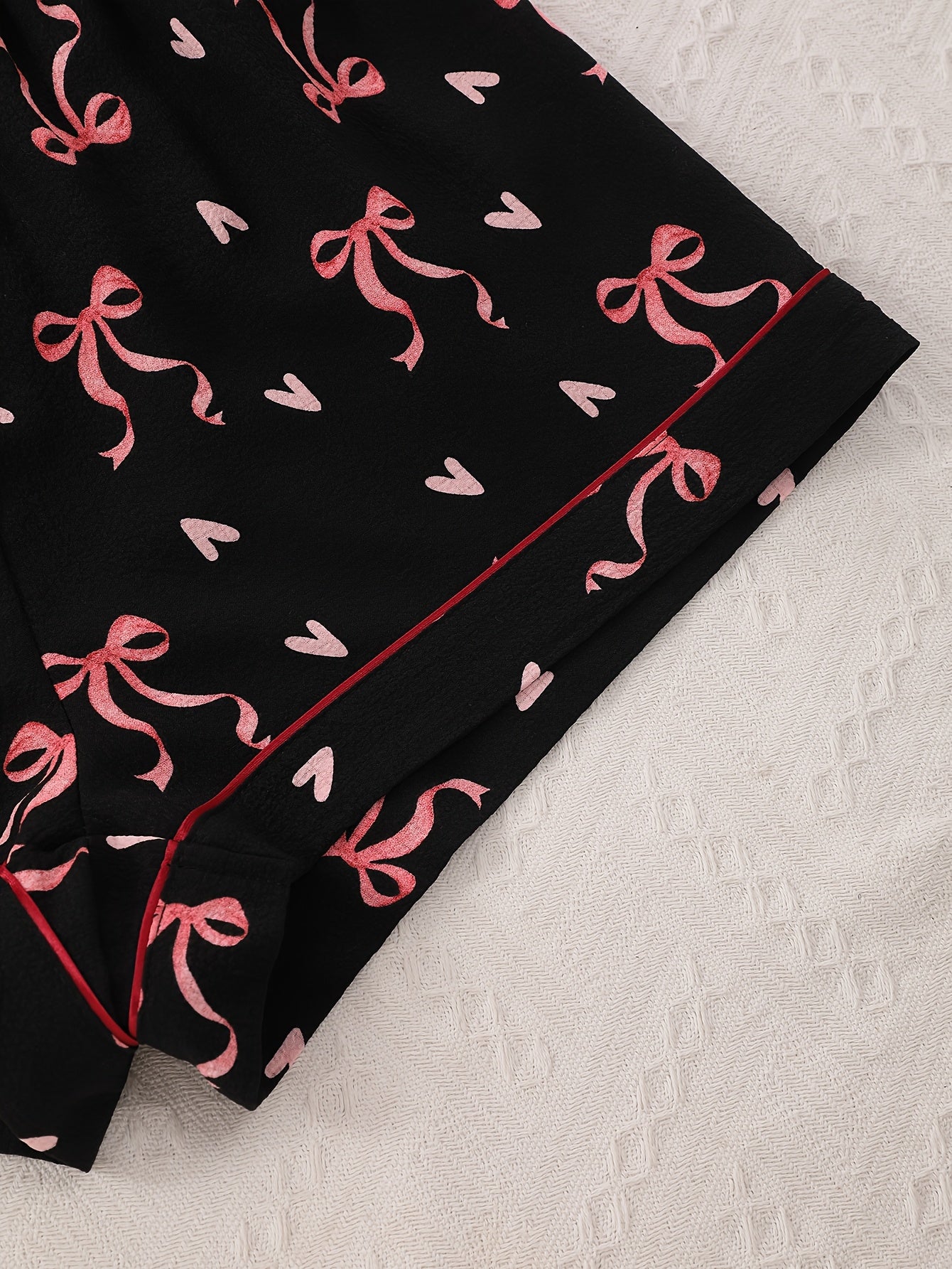 Midnight Bow & Heart Print 3-Piece Women’s Pajama Set