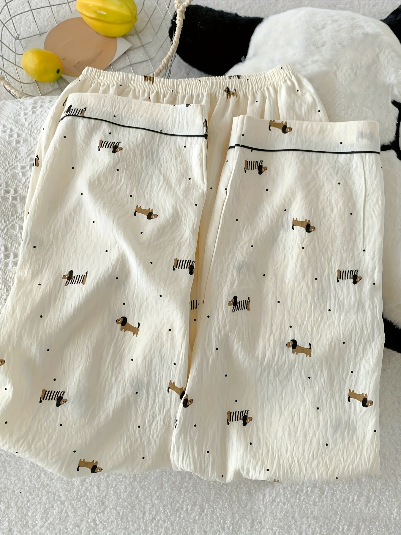 Creamy Pup Chic 3-Piece Pajama Set