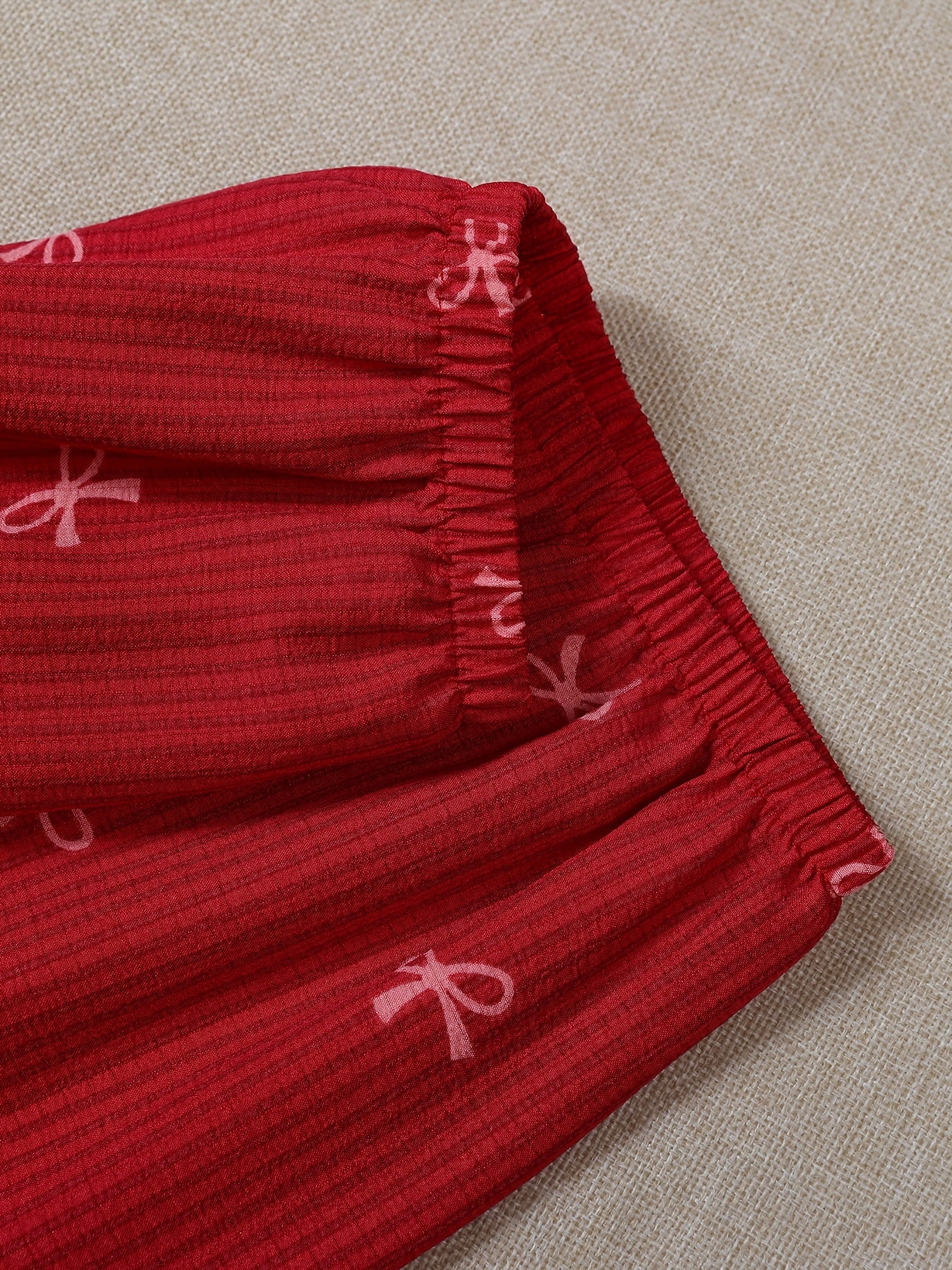Cherry Red Bow Print 3-Piece Women’s Pajama Set