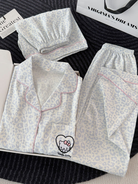 Snow Leopard Kitty 3-Piece Pajama Set