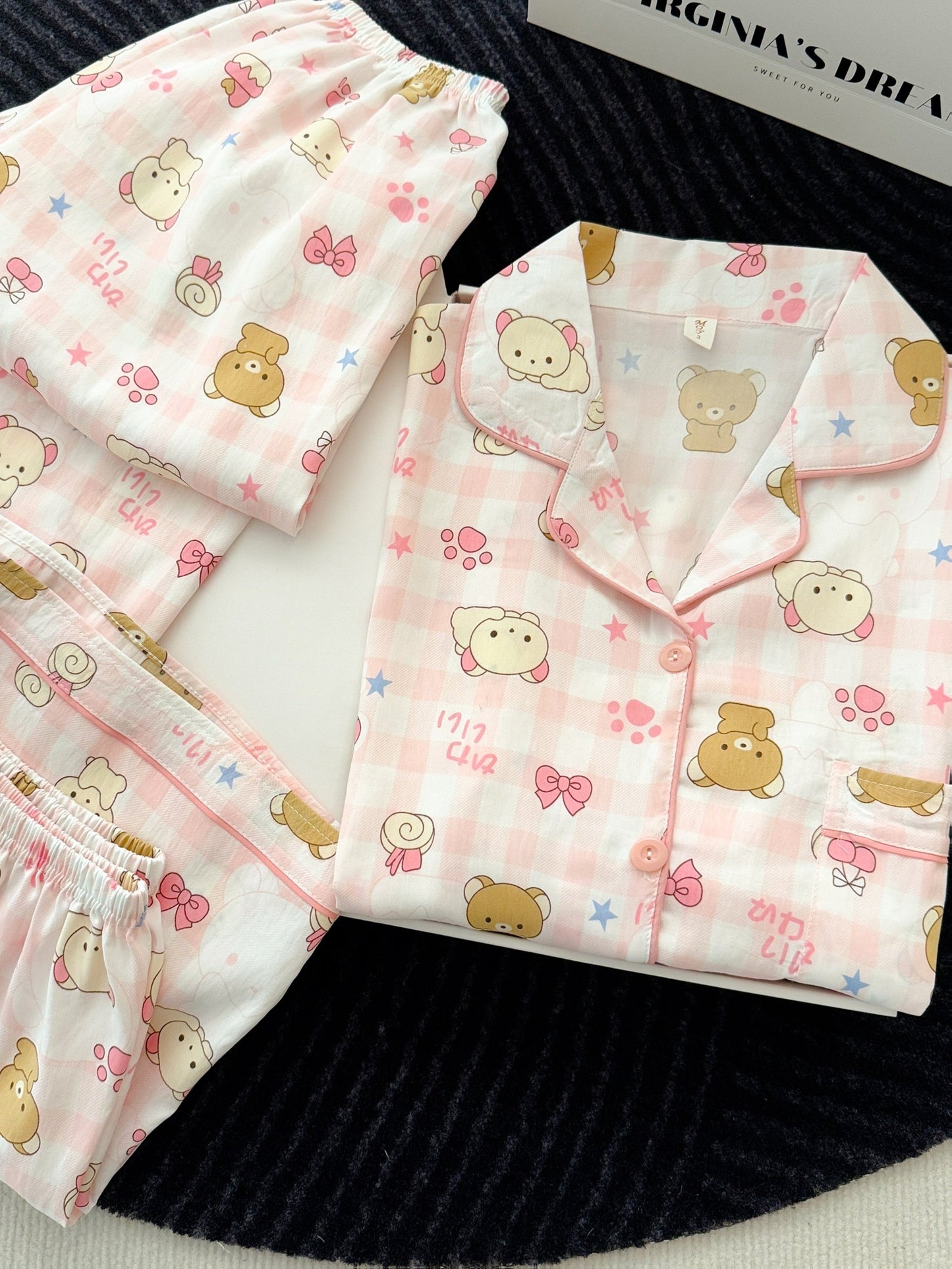 Pink Teddy Dream 3-Piece Pajama Set – Shirt, Shorts & Pants