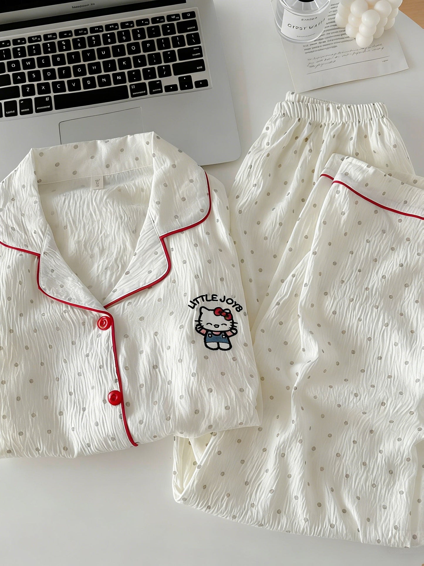 Ivory Dot 3-Piece Pajama Set