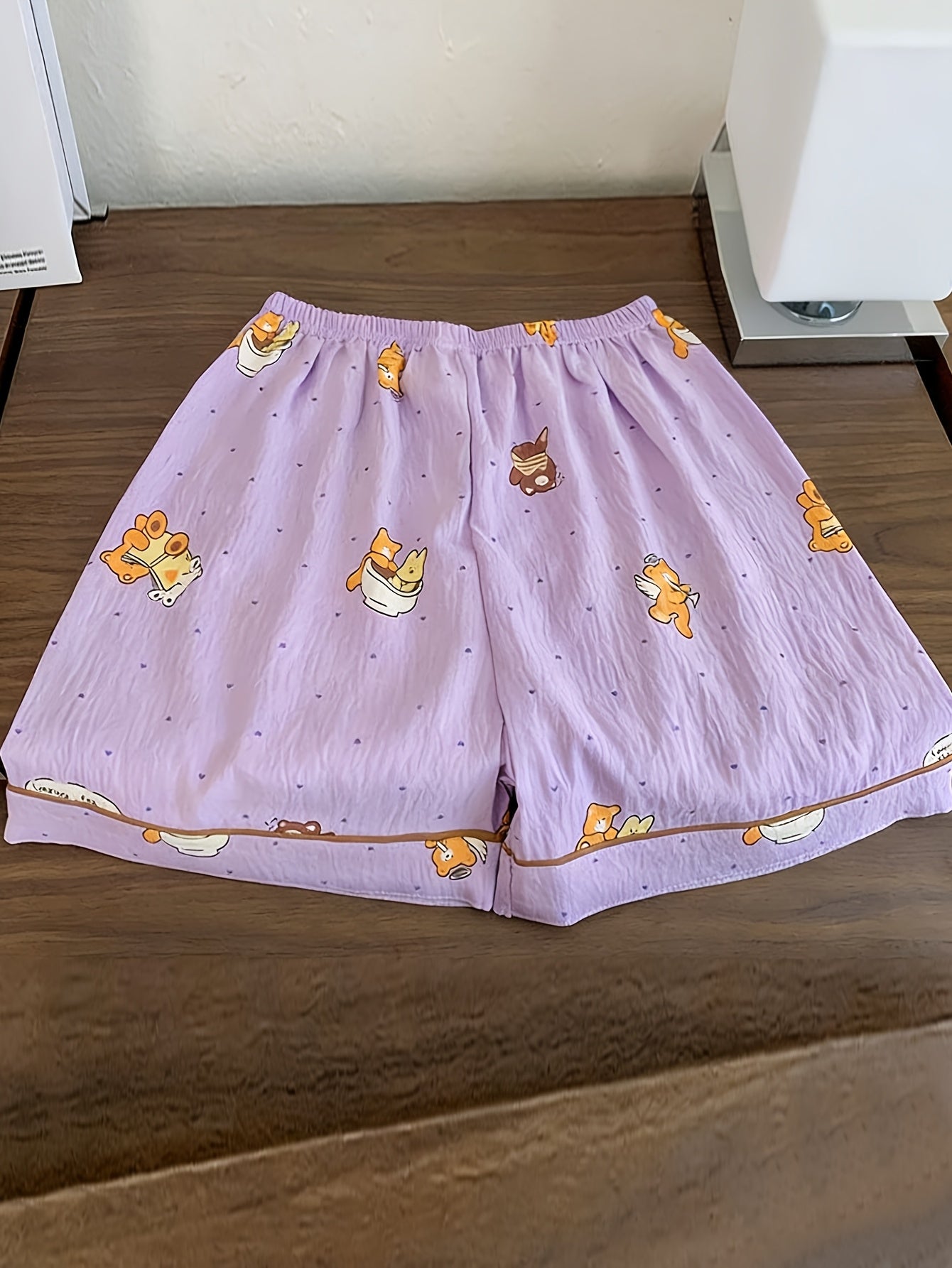 Lavender Teddy 3-Piece Pajama Set – Shirt, Shorts & Pants