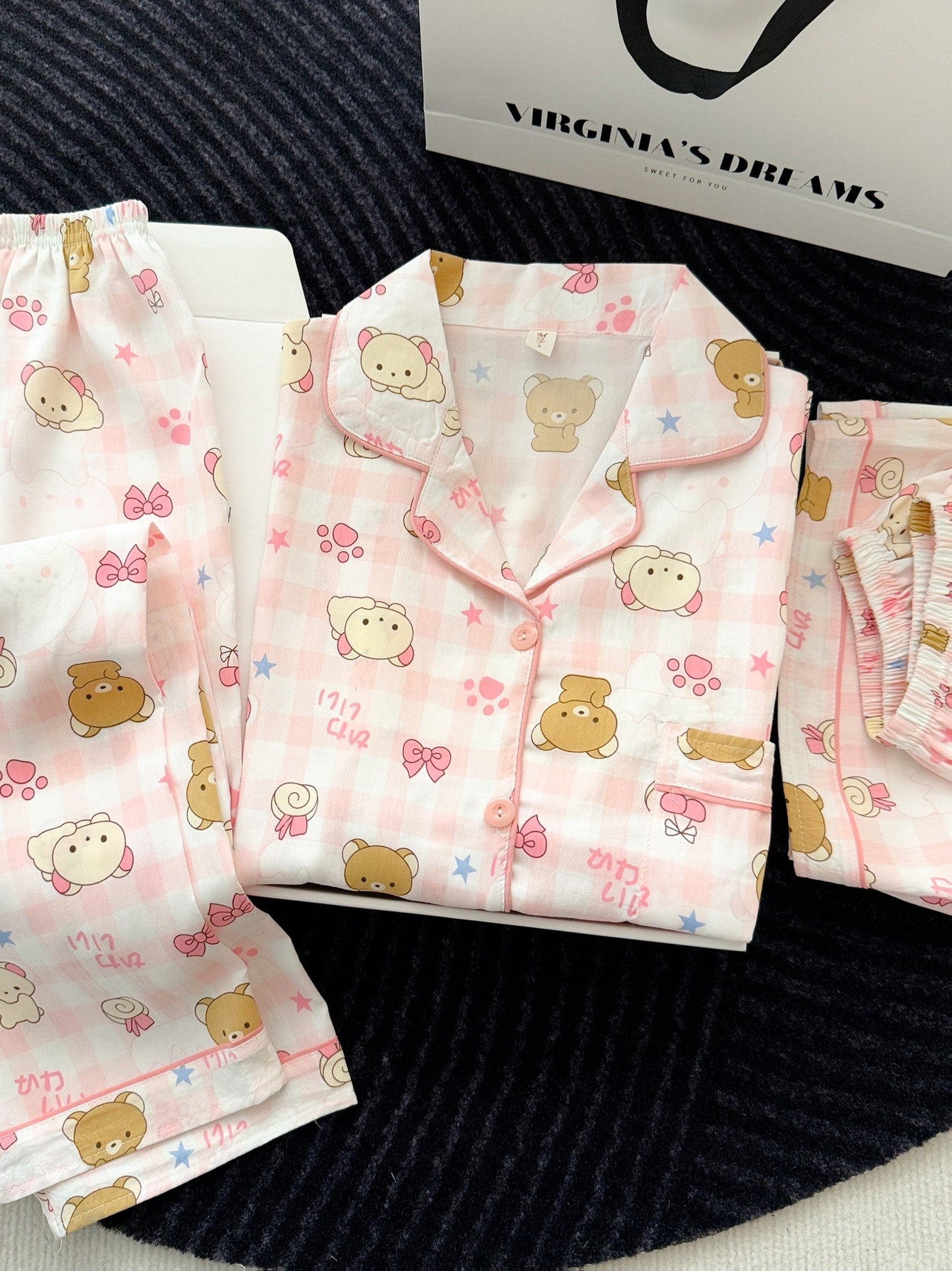 Pink Teddy Dream 3-Piece Pajama Set – Shirt, Shorts & Pants