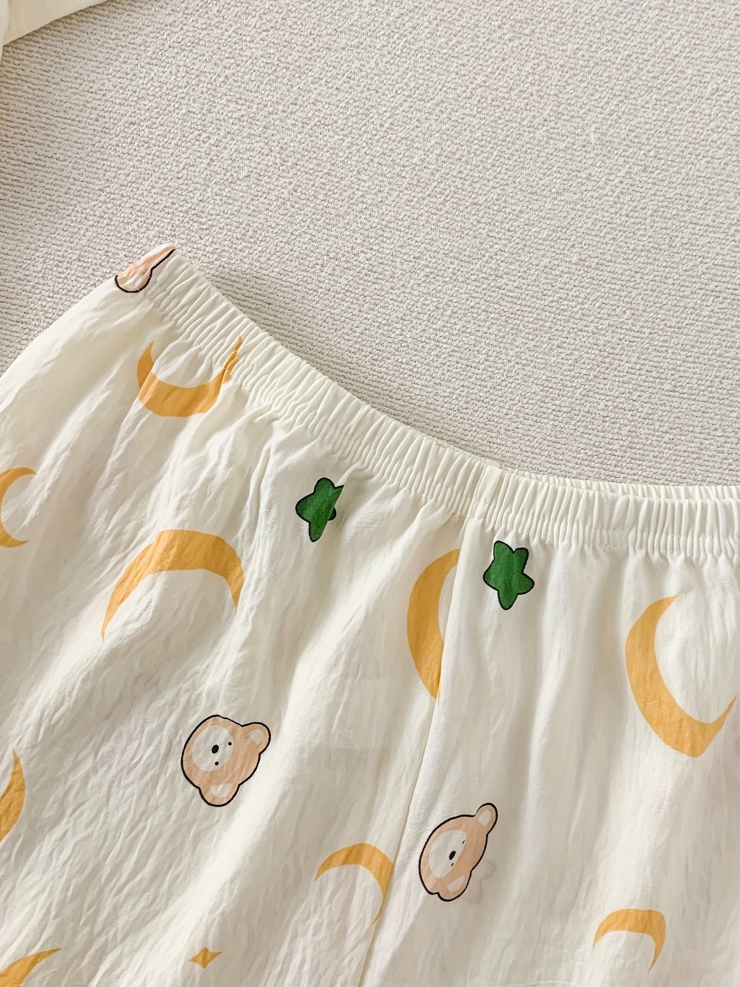 Moonlight Teddy 3-Piece Pajama Set – Shirt, Shorts & Pants