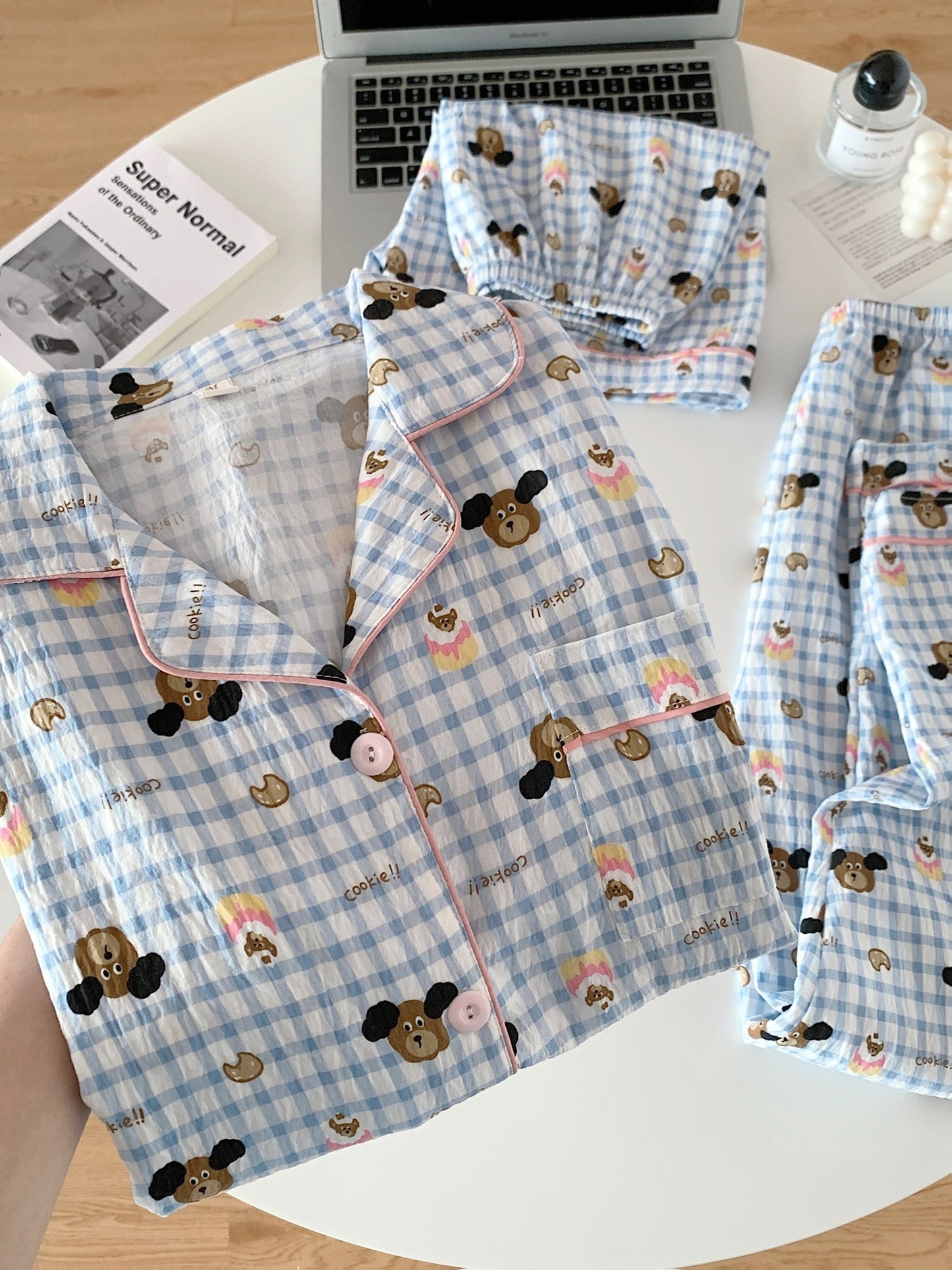 Cozy Bear Check 3-Piece Pajama Set – Shirt, Shorts & Pants