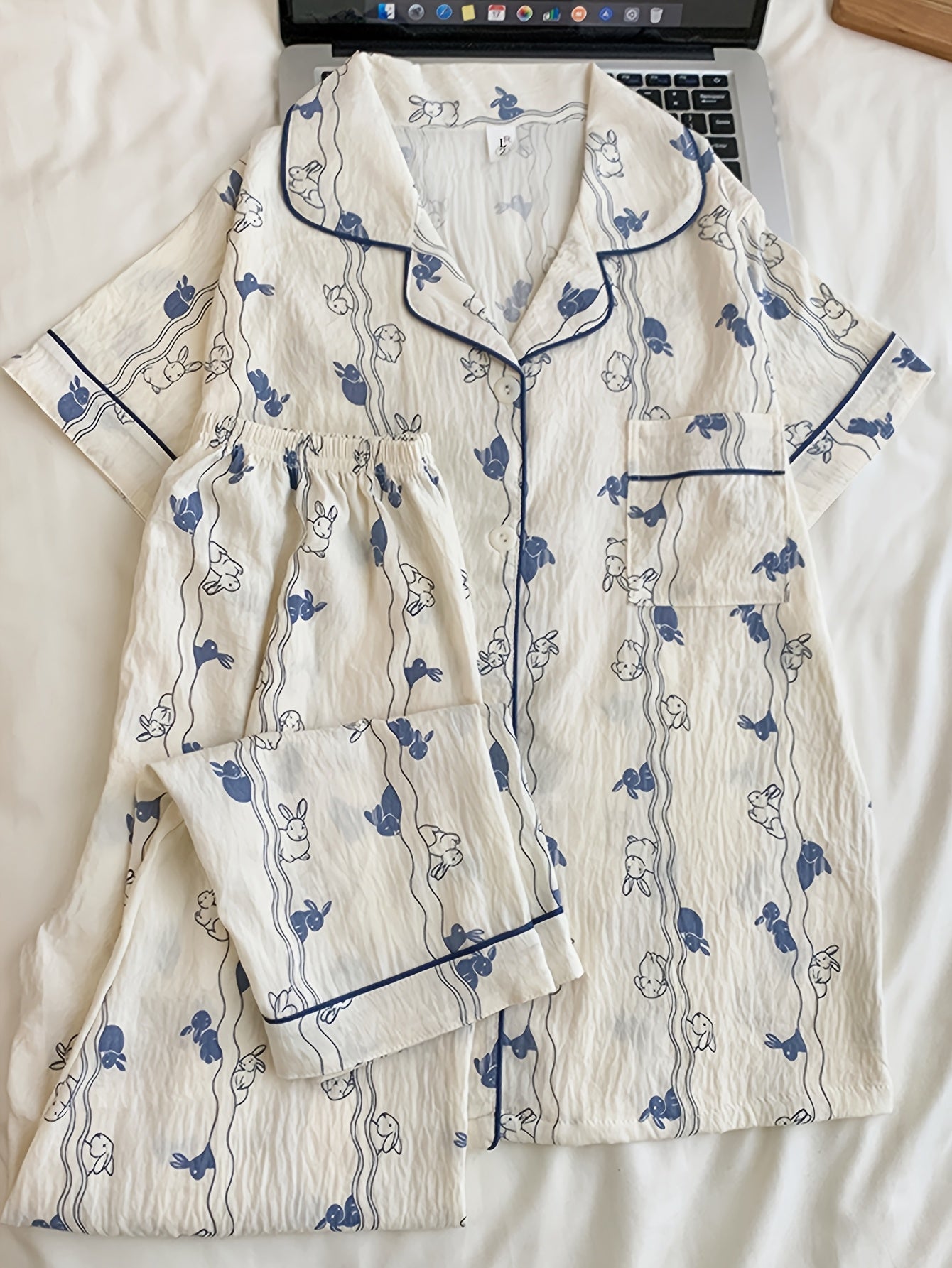 Midnight Bunny 3-Piece Pajama Set – Shirt, Shorts & Pants