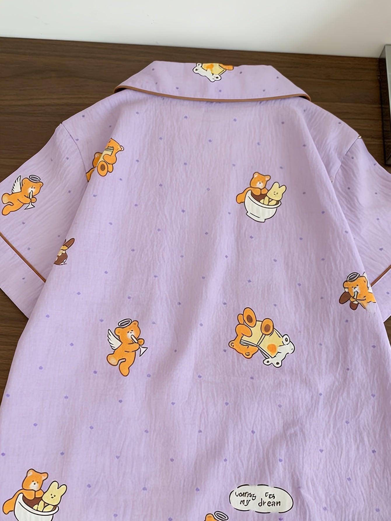 Lavender Teddy 3-Piece Pajama Set – Shirt, Shorts & Pants