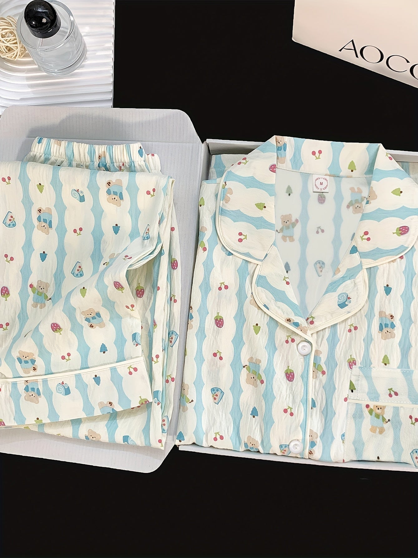Blueberry Bear Stripe 3-Piece Pajama Set