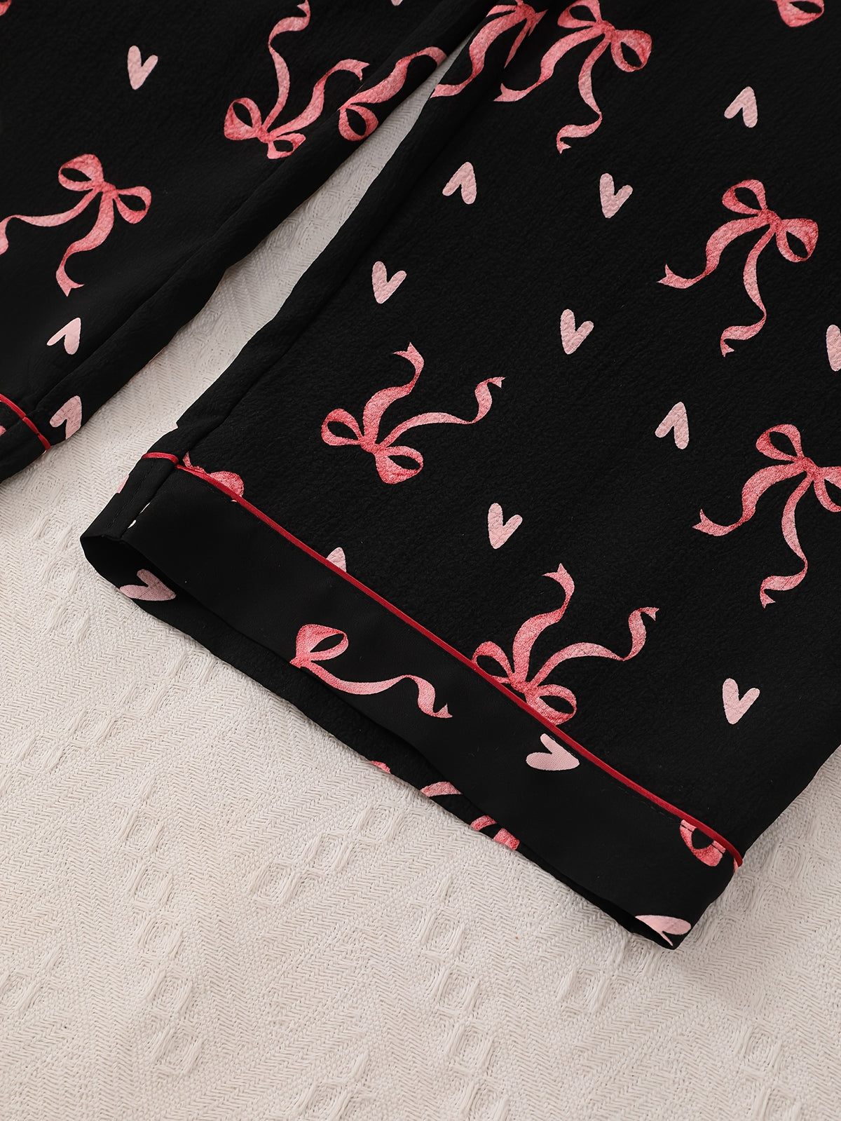 Midnight Bow & Heart Print 3-Piece Women’s Pajama Set