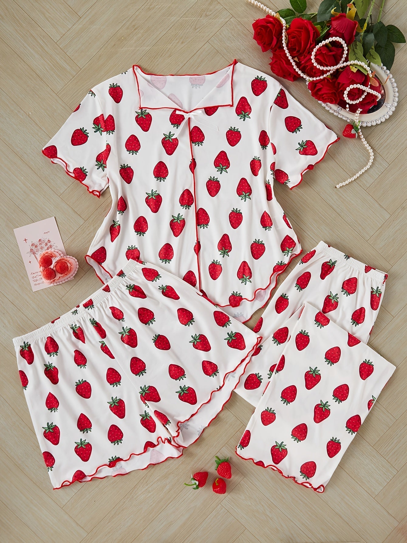 Strawberry Bliss 3-Piece Pajama Set