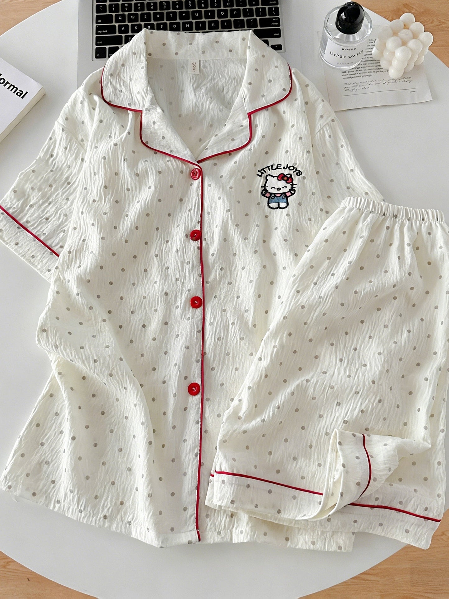Ivory Dot 3-Piece Pajama Set