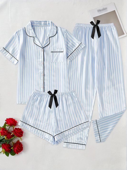 Skyline Stripe 3-Piece Pajama Set