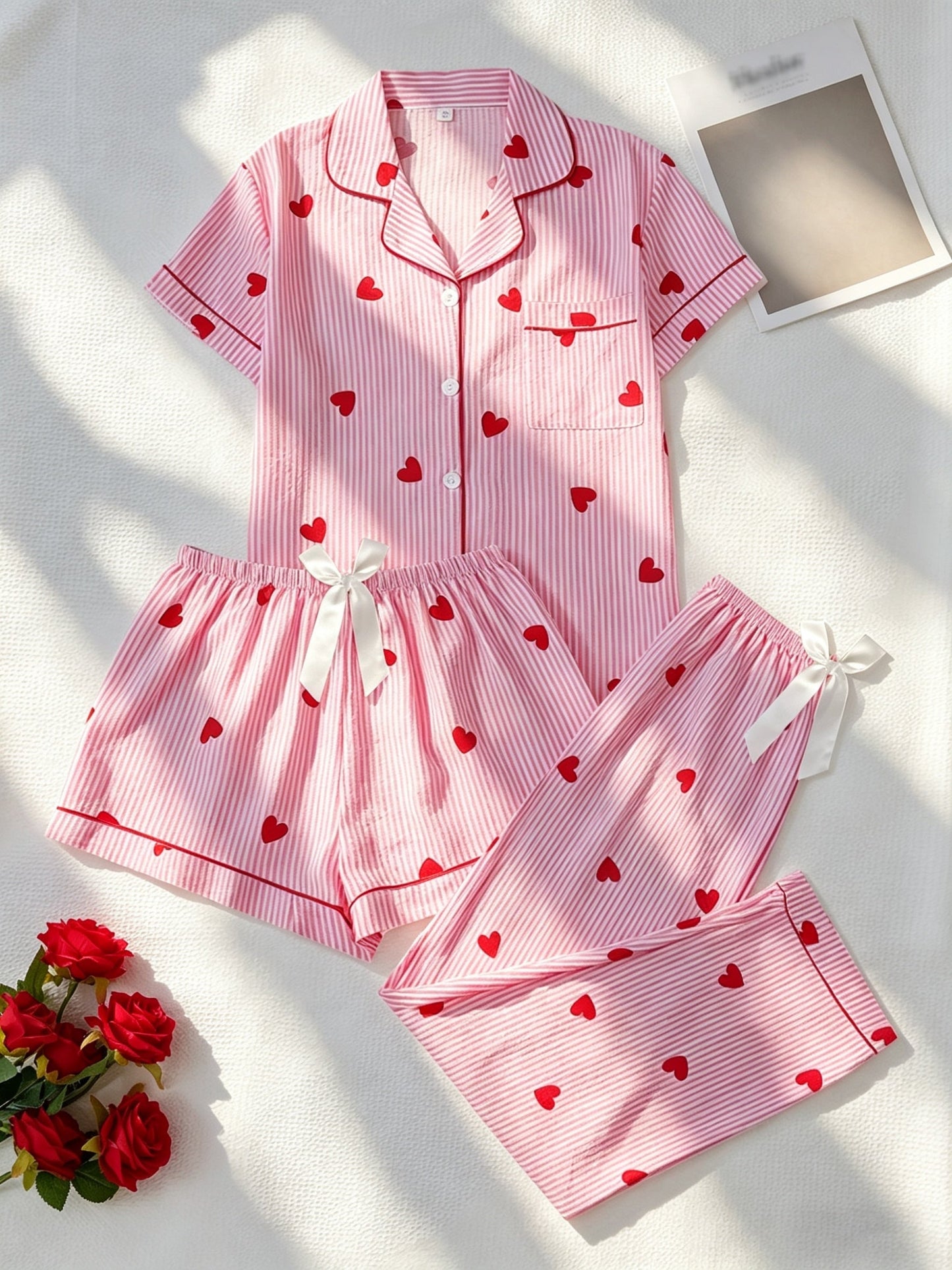 Sweetheart Stripe 3-Piece Pajama Set