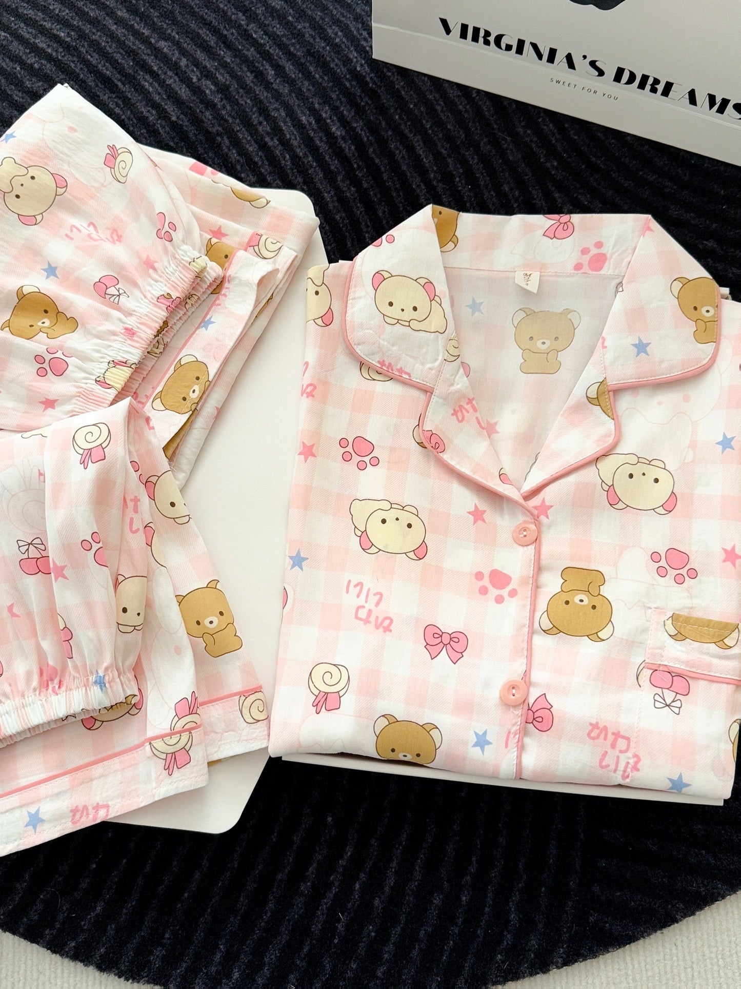 Pink Teddy Dream 3-Piece Pajama Set – Shirt, Shorts & Pants