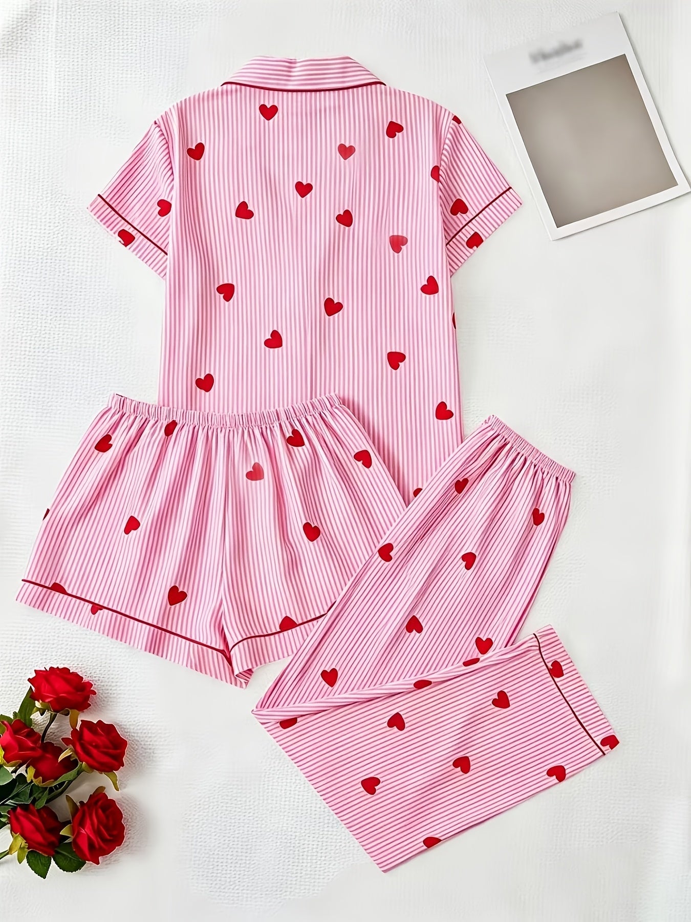 Sweetheart Stripe 3-Piece Pajama Set