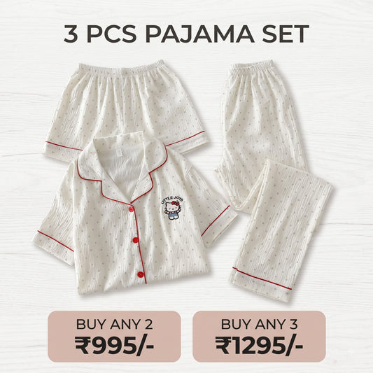 Ivory Dot 3-Piece Pajama Set