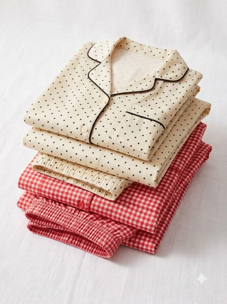 Cherry Dots Duo – Printed Cotton Pajama Set | Pack of 2