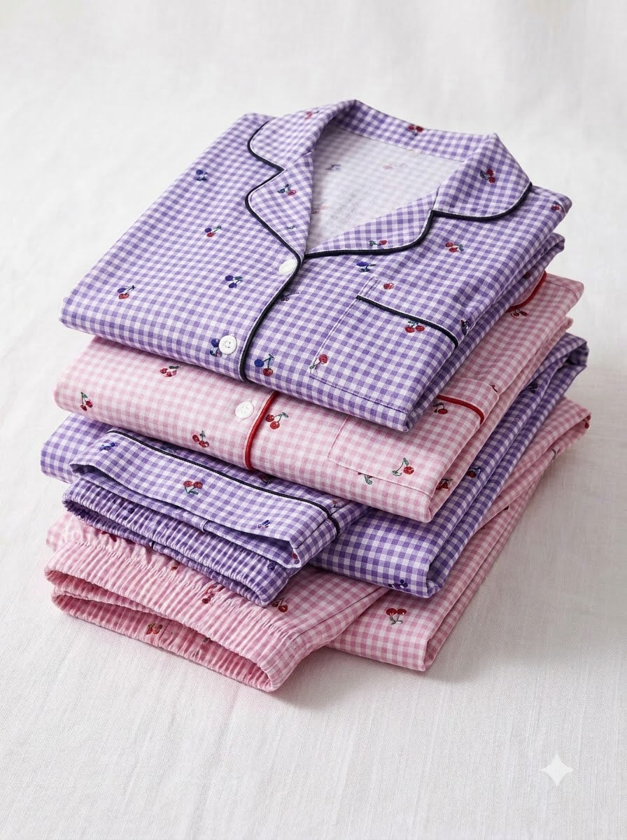 Berry Gingham PJ Set – Pack of 2