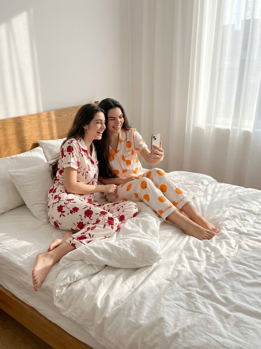 Bloom & Citrus Duo – Printed Pajama Set | Pack of 2