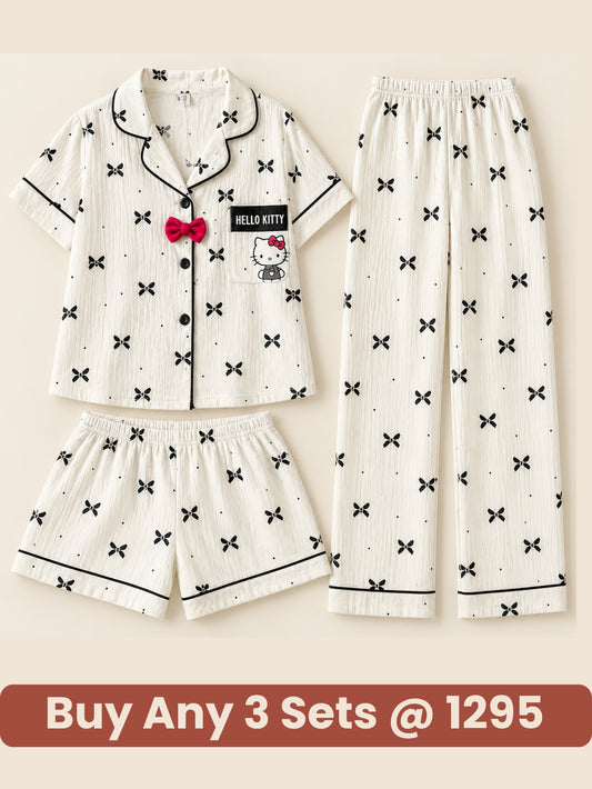 Midnight Bow 3-Piece Pajama Set